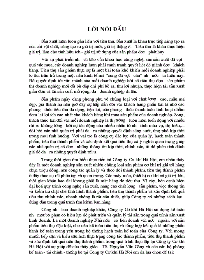image for page Hoàn thiện hạch toán tiêu thụ và xác định kết quả tiêu thụ thành phẩm tại Công ty Cơ khí Hà Nội