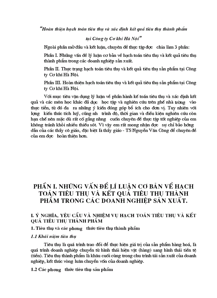 image for page Hoàn thiện hạch toán tiêu thụ và xác định kết quả tiêu thụ thành phẩm tại Công ty Cơ khí Hà Nội