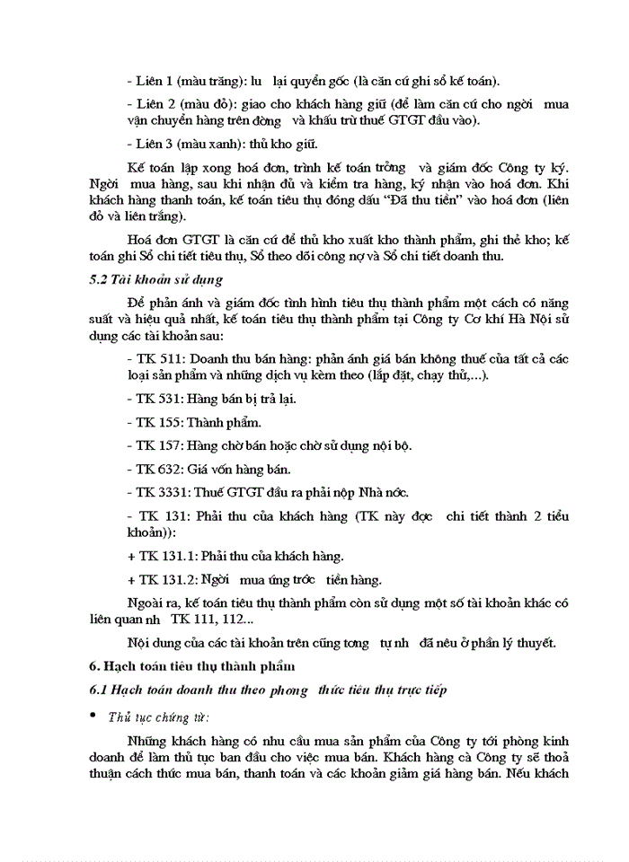 image for page Hoàn thiện hạch toán tiêu thụ và xác định kết quả tiêu thụ thành phẩm tại Công ty Cơ khí Hà Nội