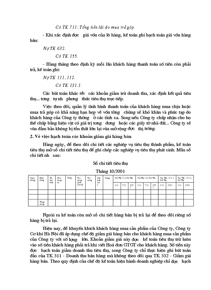 image for page Hoàn thiện hạch toán tiêu thụ và xác định kết quả tiêu thụ thành phẩm tại Công ty Cơ khí Hà Nội