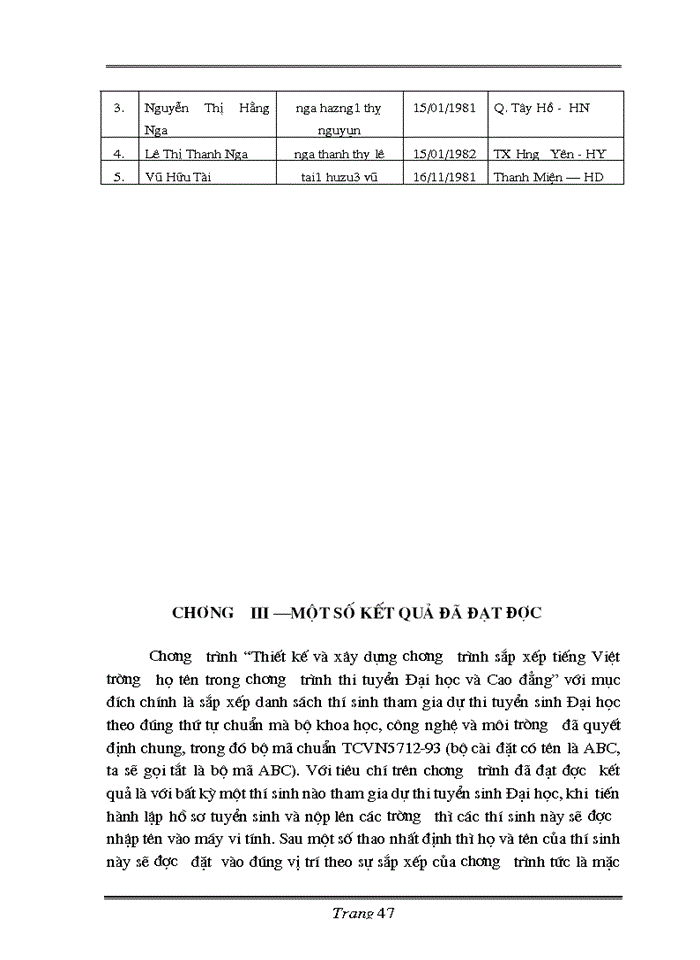 image for page Thiết kế và xây dựng phần mềm sắp xếp tiếng việt theo trường họ tên hỗ trợ cho việc tuyển sinh Đại học – Cao đẳng.