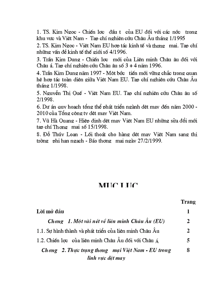 image for page Phân tích hợp tác thương mại Việt Nam-  Liên minh Châu Âu trong lĩnh vực dệt may