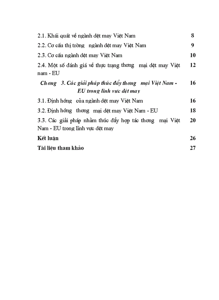 image for page Phân tích hợp tác thương mại Việt Nam-  Liên minh Châu Âu trong lĩnh vực dệt may