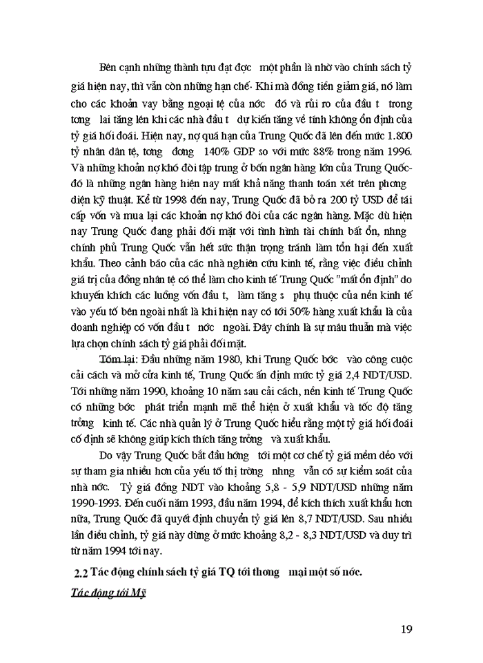 image for page Chính sách tỷ giá của Trung Quốc và tác động của nó tới thương mại Trung Quốc và một số nước