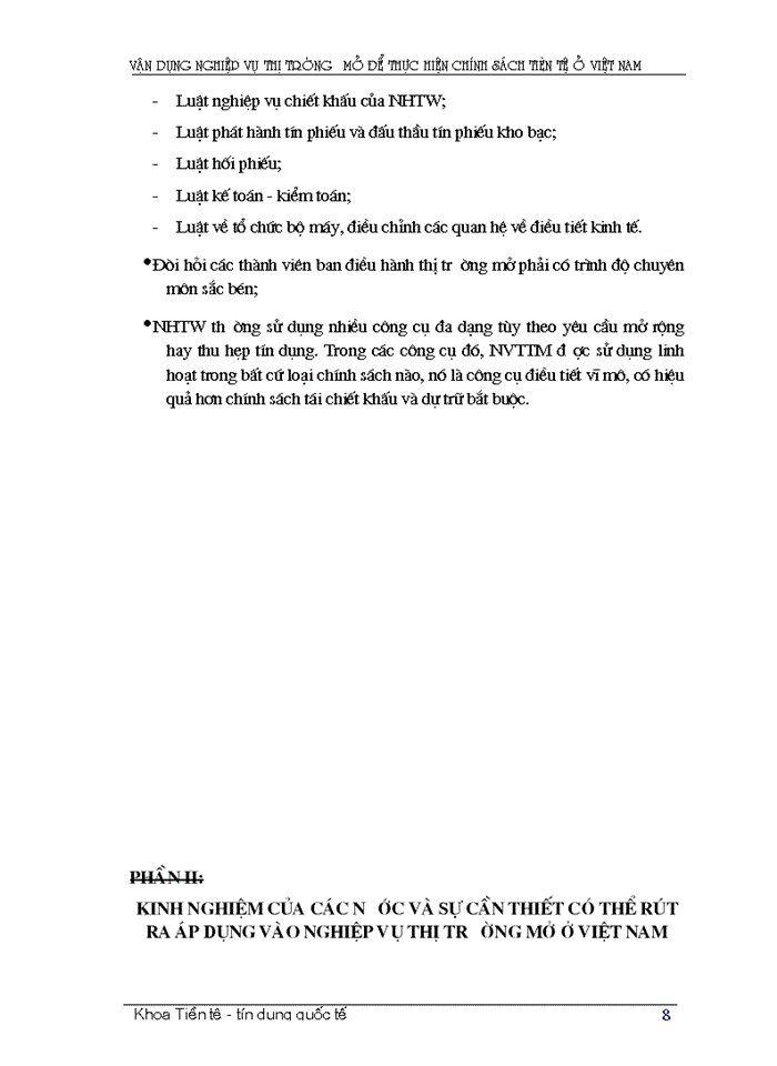 image for page Vận dụng nghiệp vụ thị trường mở để thực hiện chính sách tièn tệ ở việt nam