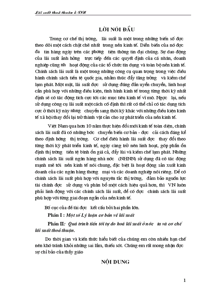 image for page Quá trình tiến tới tự do hoá lãi suất ở nước ta và cơ chế lãi suất thoả thuận.