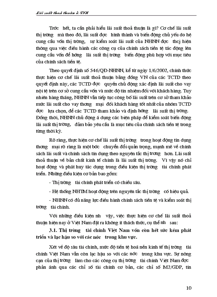 image for page Quá trình tiến tới tự do hoá lãi suất ở nước ta và cơ chế lãi suất thoả thuận.