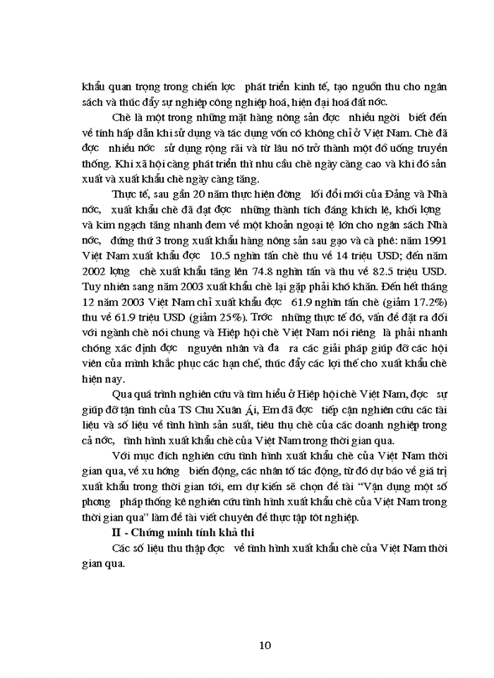 image for page Vận dụng phân tích thống kê tình hình xuất khẩu chè của Việt Nam trong những năm gần đây.