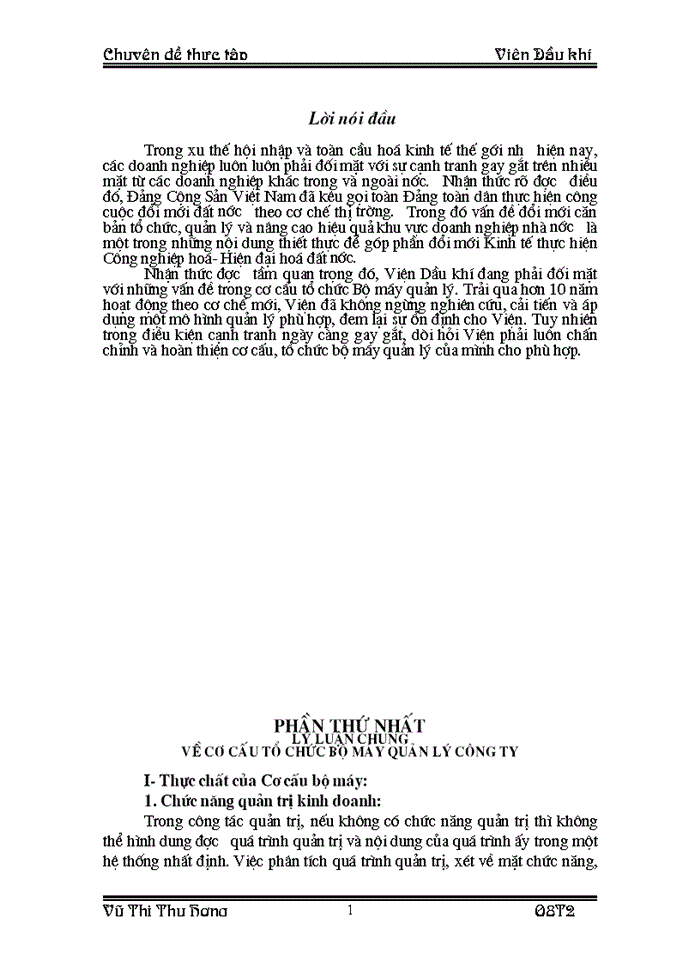 image for page Phân tích thực trạng công tác tổ chức cơ cấu bộ máy quản lý của Viện Dầu khí