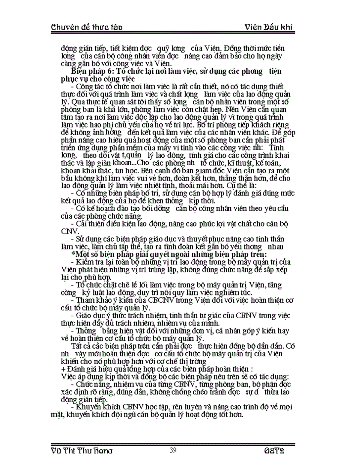 image for page Phân tích thực trạng công tác tổ chức cơ cấu bộ máy quản lý của Viện Dầu khí