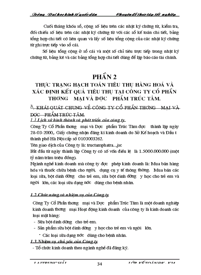 image for page Hoàn thiện kế toán tiêu thụ hàng hoá và xác định kết quả tiêu thụ tại Công ty cổ phần thương mại và Dược phẩm Trúc Tâm.