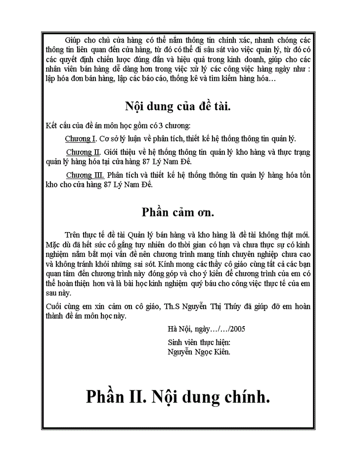 image for page Hệ thống thụng tin quản lý kho hàng cho cửa hàng 87 Lý Nam Đế bằng Hệ quản trị cơ sở dữ liệu Visual Foxpro 7.0