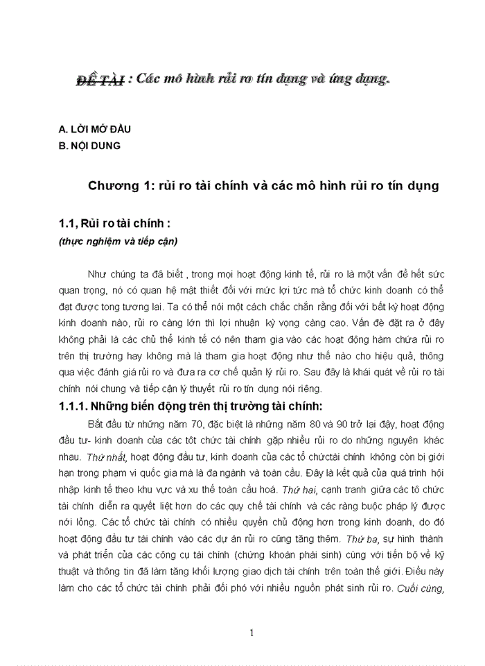 image for page Các mô hình rủi ro tín dụng và ứng dụng