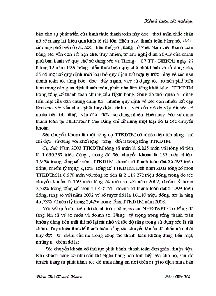 image for page Một số vấn đề về Thanh toán không dùng tiền mặt tại NHĐT&PT Cao Bằng - Thực trạng và giải pháp