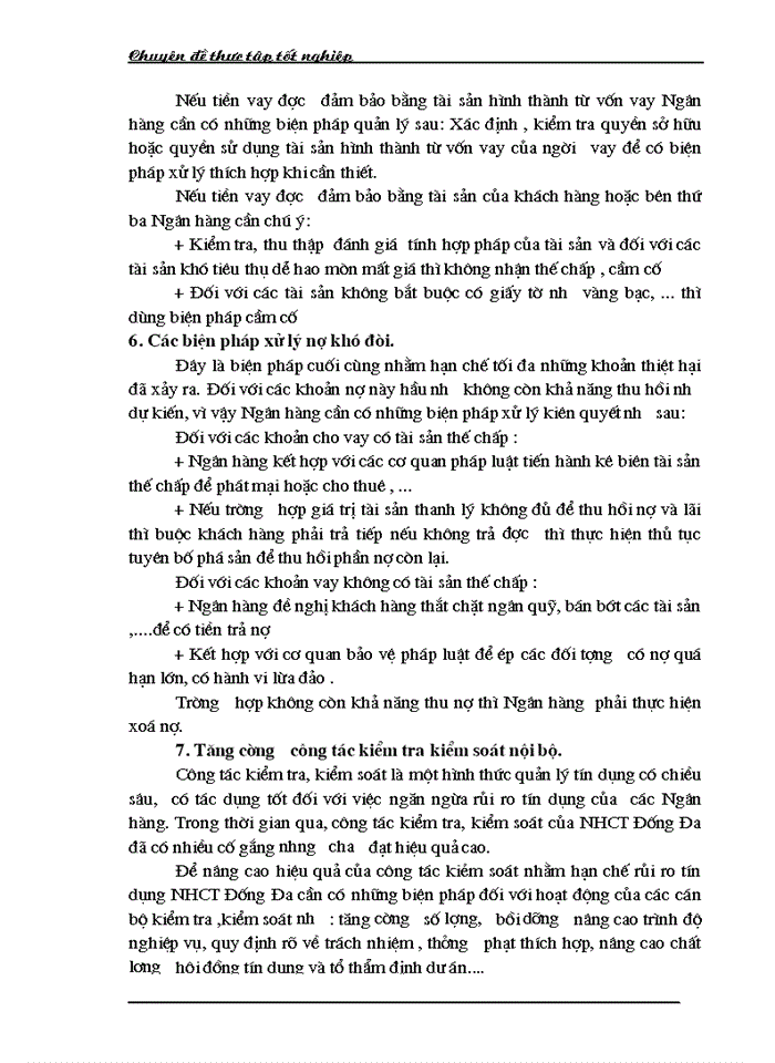 image for page Một số giải pháp hạn chế rủi ro an toàn tín dụng đối với kinh tế ngoài quốc doanh tại Ngân hàng công thương Đống Đa