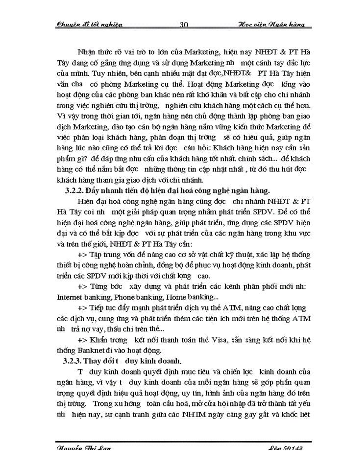 image for page Giải pháp phát triển sản phẩm dịch vụ tại NHĐT & PT Hà Tây