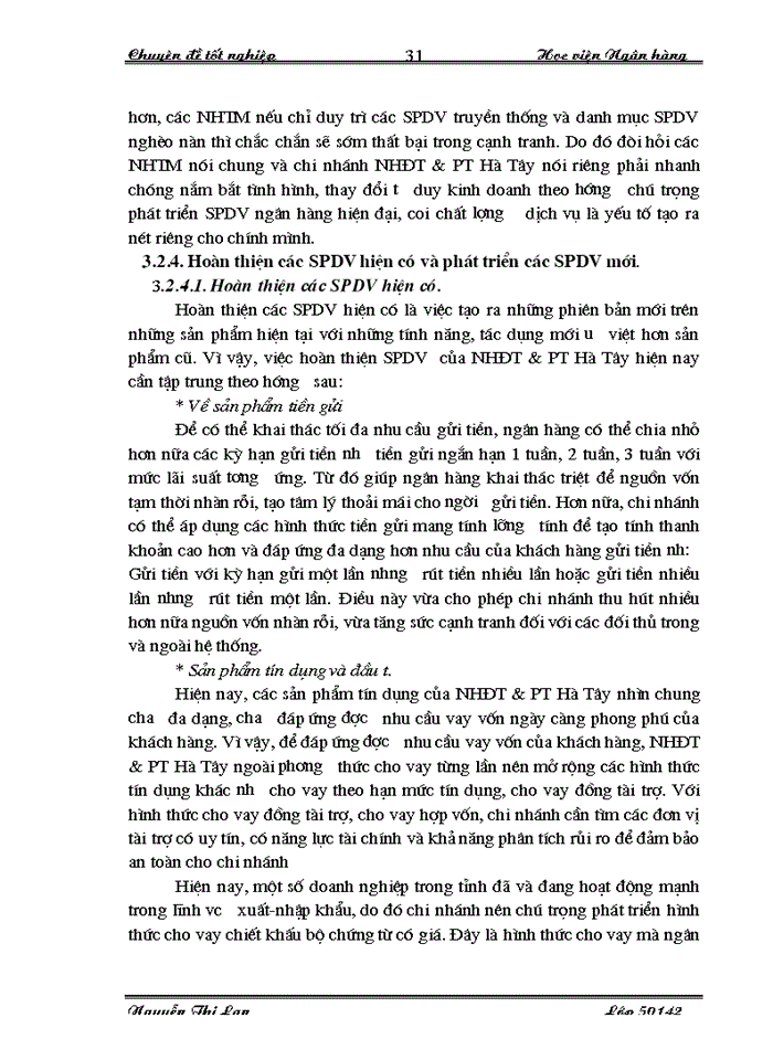 image for page Giải pháp phát triển sản phẩm dịch vụ tại NHĐT & PT Hà Tây