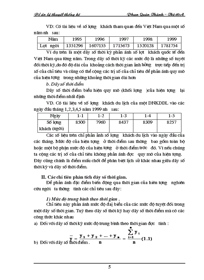 image for page Dãy số thời gian trong việc phân tích và dự đoán thống kê về Du Lịch