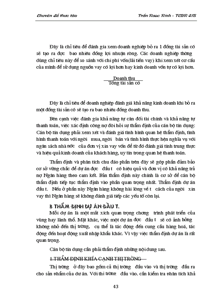 image for page Thẩm định dự án đầu tư của NHTM