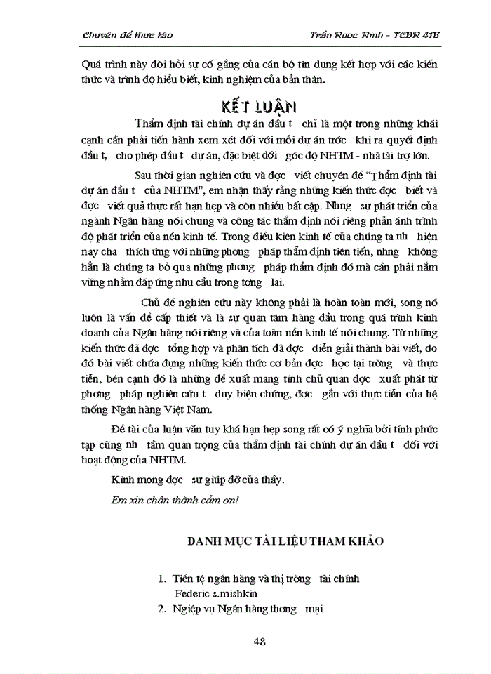 image for page Thẩm định dự án đầu tư của NHTM