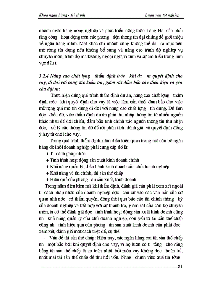 image for page Giải pháp mở rộng tín dụng đối với các doanh nghiệp ngoài quốc doanh tại chi nhánh ngân hàng nông nghiệp và phát triển nông thôn Láng Hạ