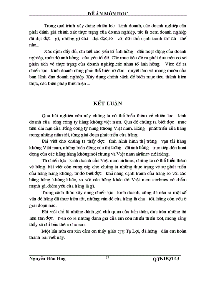 image for page Chiến lược kinh doanh của việt nam airlines