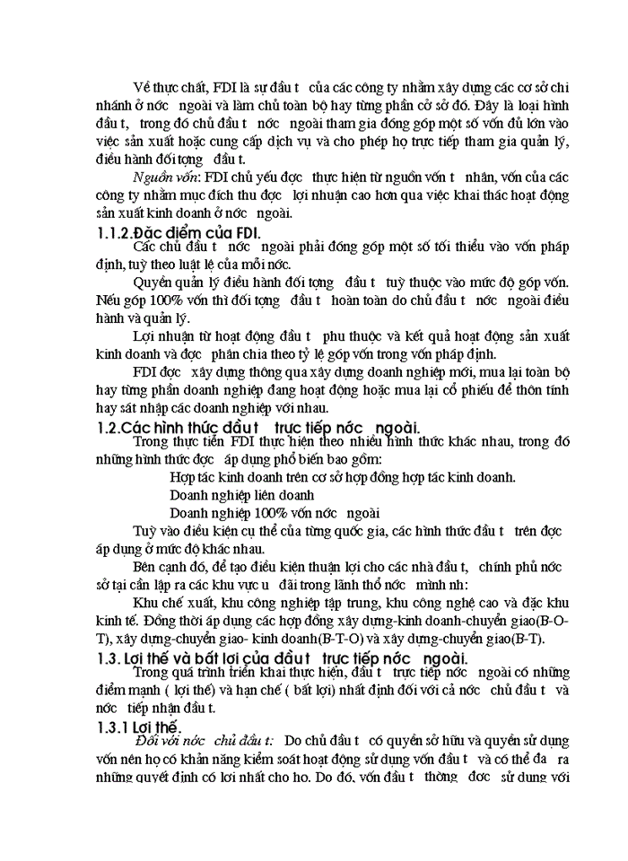Vai trò của nguồn vốn đầu tư trực tiếp nước ngoài(FDI) với phát triển kinh tế Việt Nam