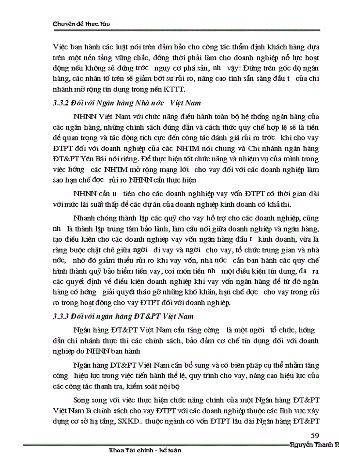 image for page Đánh giá rủi ro trước khi cho vay ĐTPT tại Chi nhánh ngân hàng ĐT&PT Yên Bái