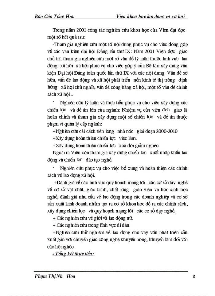 image for page Báo cáo tổng hợp Viện Khoa học lao động và xã hội