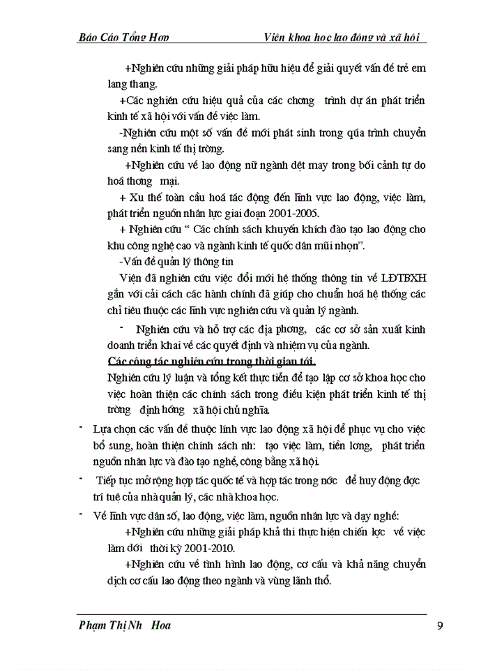 image for page Báo cáo tổng hợp Viện Khoa học lao động và xã hội