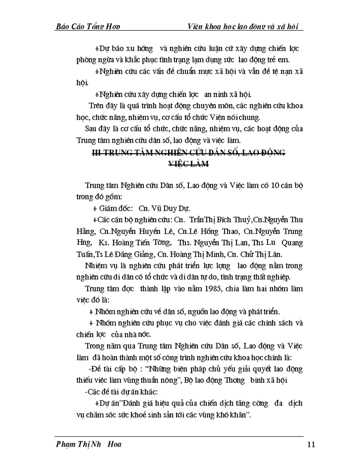 image for page Báo cáo tổng hợp Viện Khoa học lao động và xã hội