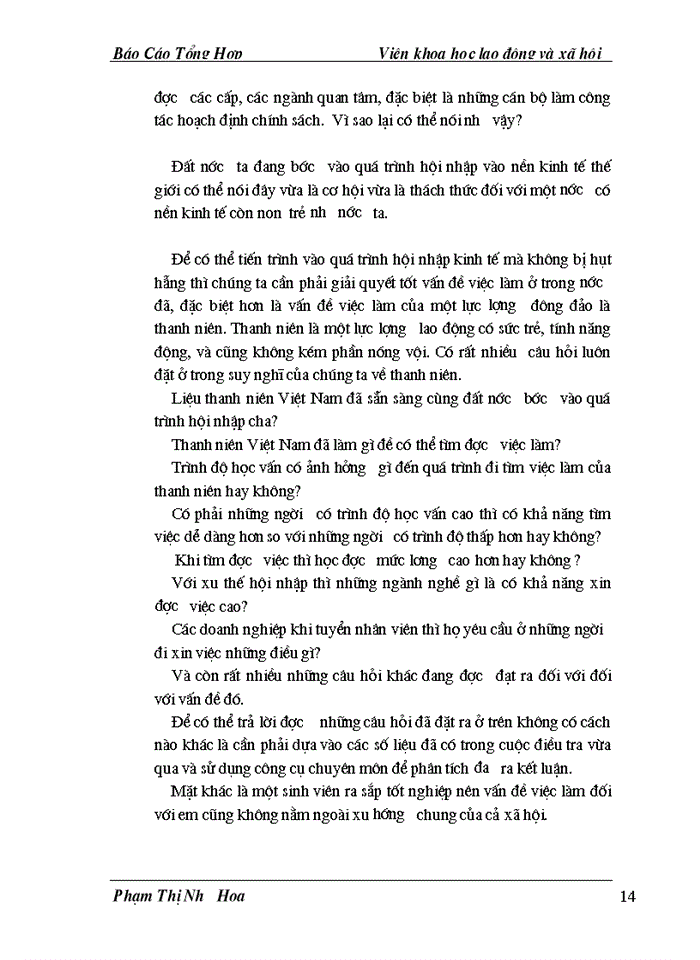 image for page Báo cáo tổng hợp Viện Khoa học lao động và xã hội