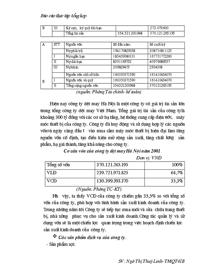 image for page Báo cáo tổng hợp Công ty dệt may Hà Nội ( Hanosimex)