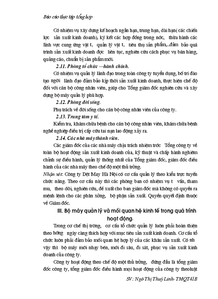 image for page Báo cáo tổng hợp Công ty dệt may Hà Nội ( Hanosimex)