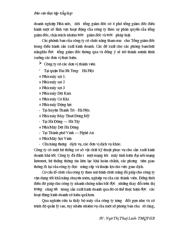 image for page Báo cáo tổng hợp Công ty dệt may Hà Nội ( Hanosimex)