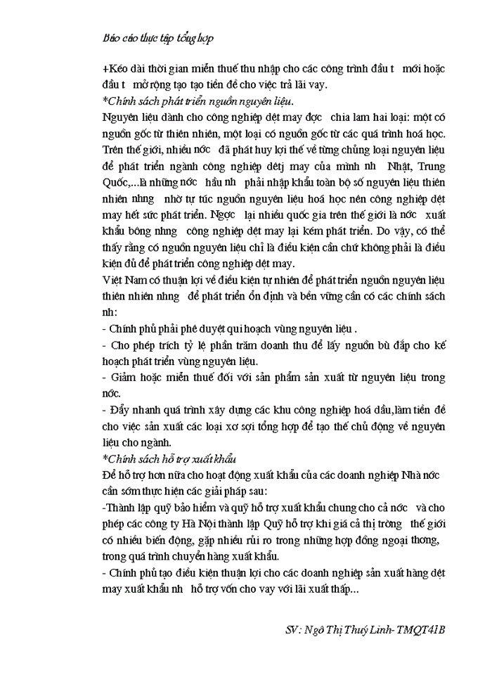 image for page Báo cáo tổng hợp Công ty dệt may Hà Nội ( Hanosimex)